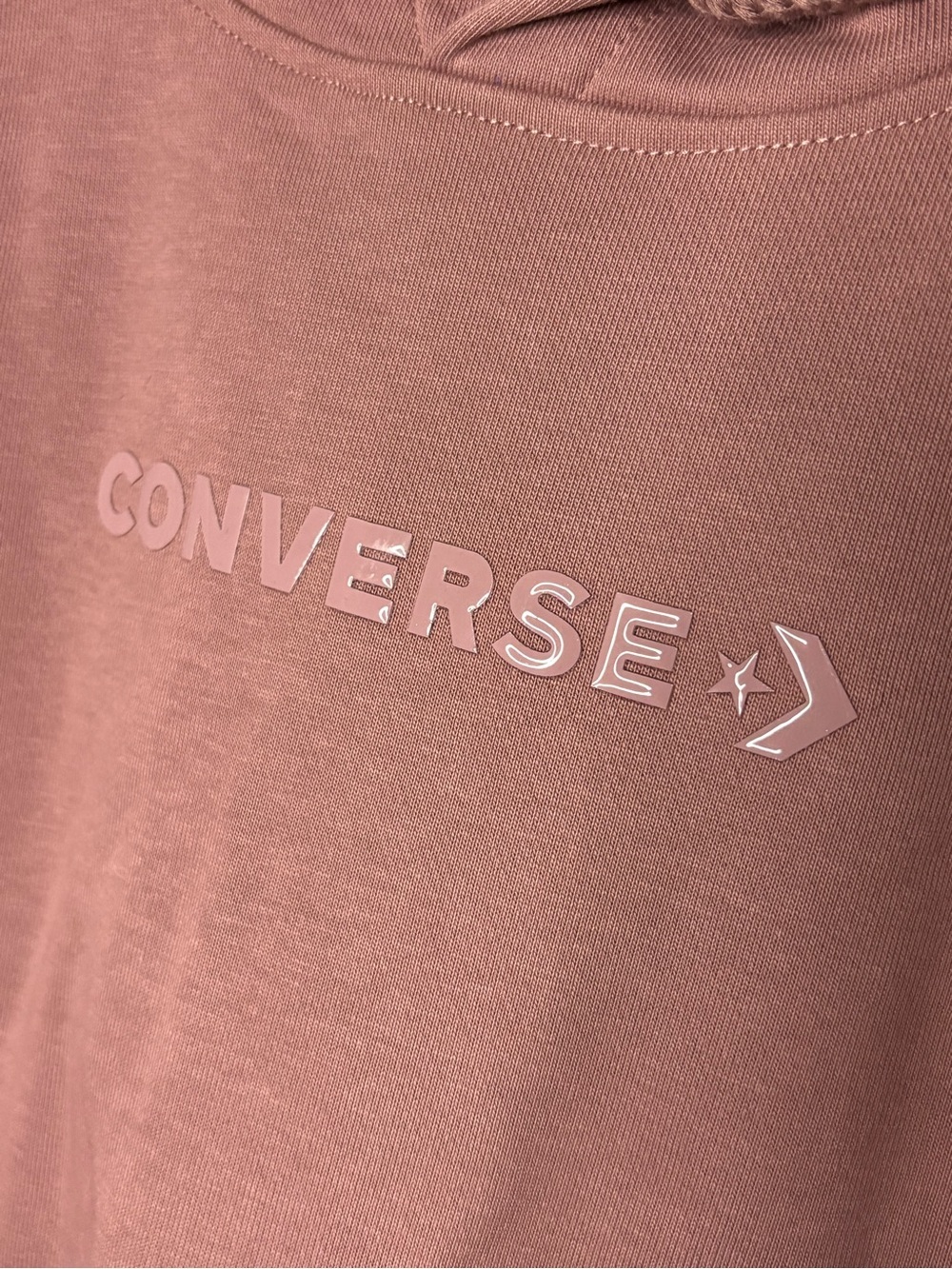 NWT Converse Women’s Dusty Pink Twisted Knit Hoodie Sweatshirt Oversized Small - Picture 5 of 9